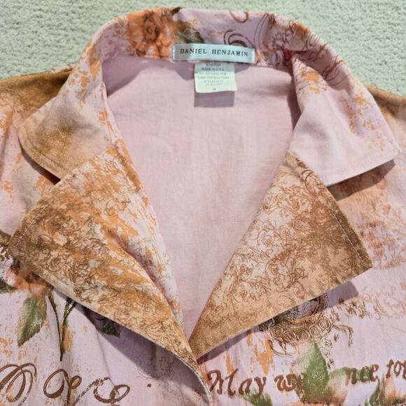 Daniel Benjamin Pink Denim Jacket Floral Print with Sequins Size M Soft Girl - Picture 2 of 12